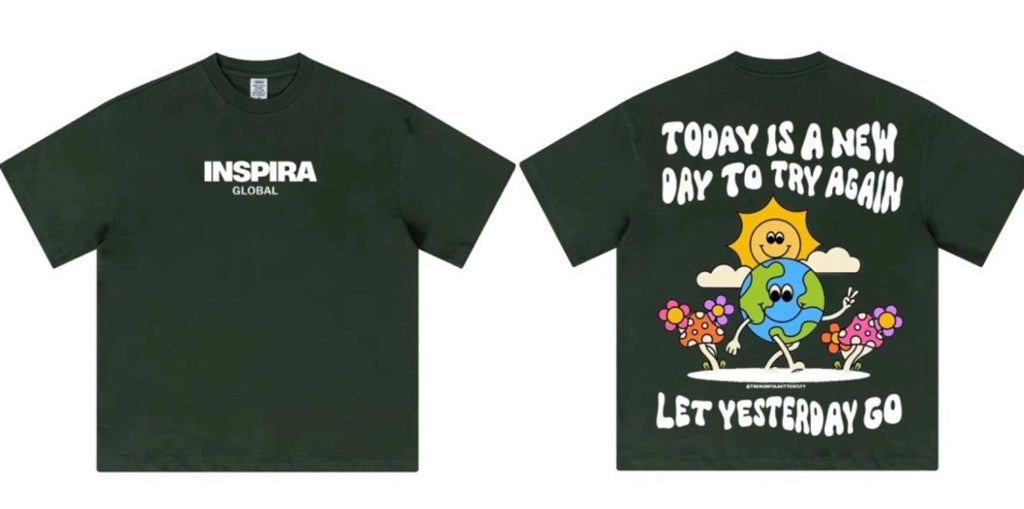 Today Is A New Day Oversized Tee – Forest Green